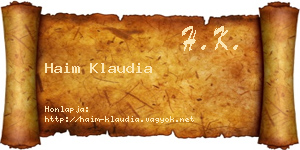 Haim Klaudia névjegykártya
